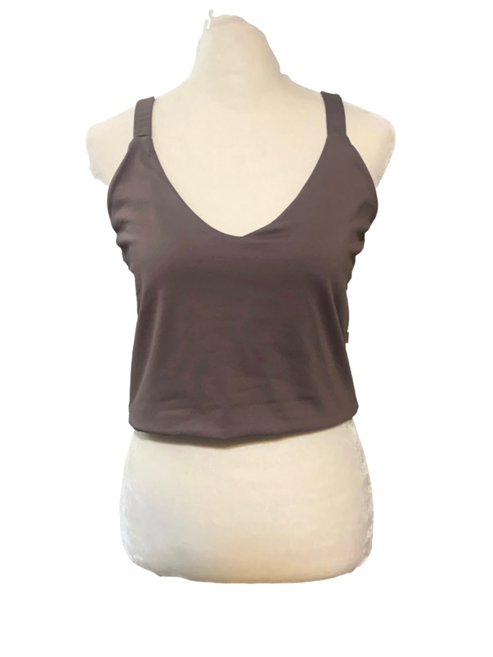 Cotton On Brown Stretchy Cropped Sleeveless Criss Cross Back Athleisure Tank Top